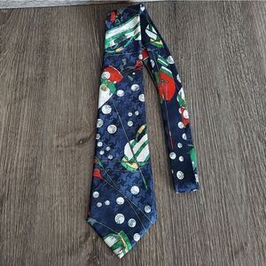 Florence Navy Blue Golf Golfer Bag Novelty Silk Tie Necktie